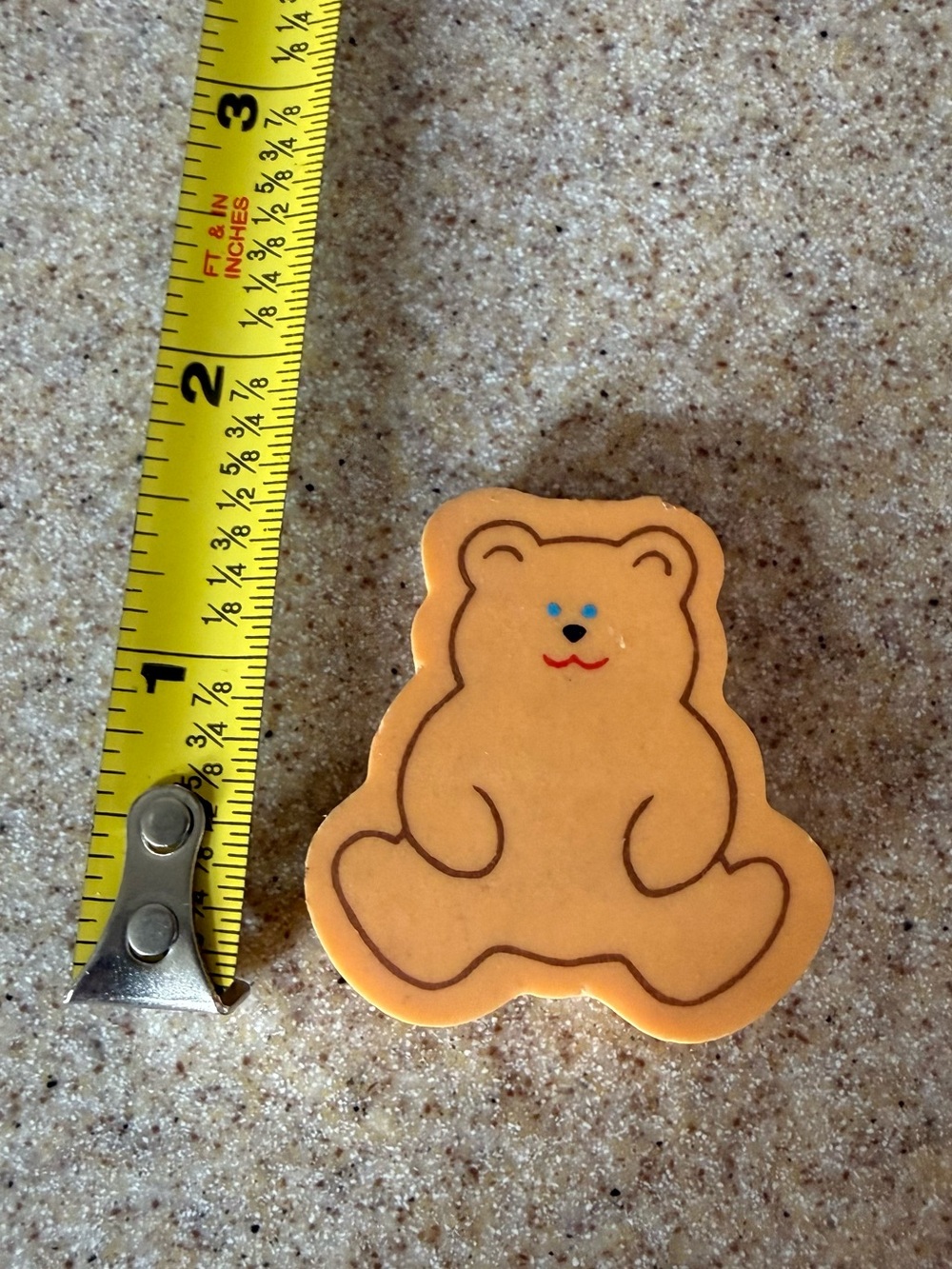 Vintage Hallmark Bear Eraser Cute Tan Brown Teddy Bear Eraser 80’s thick
